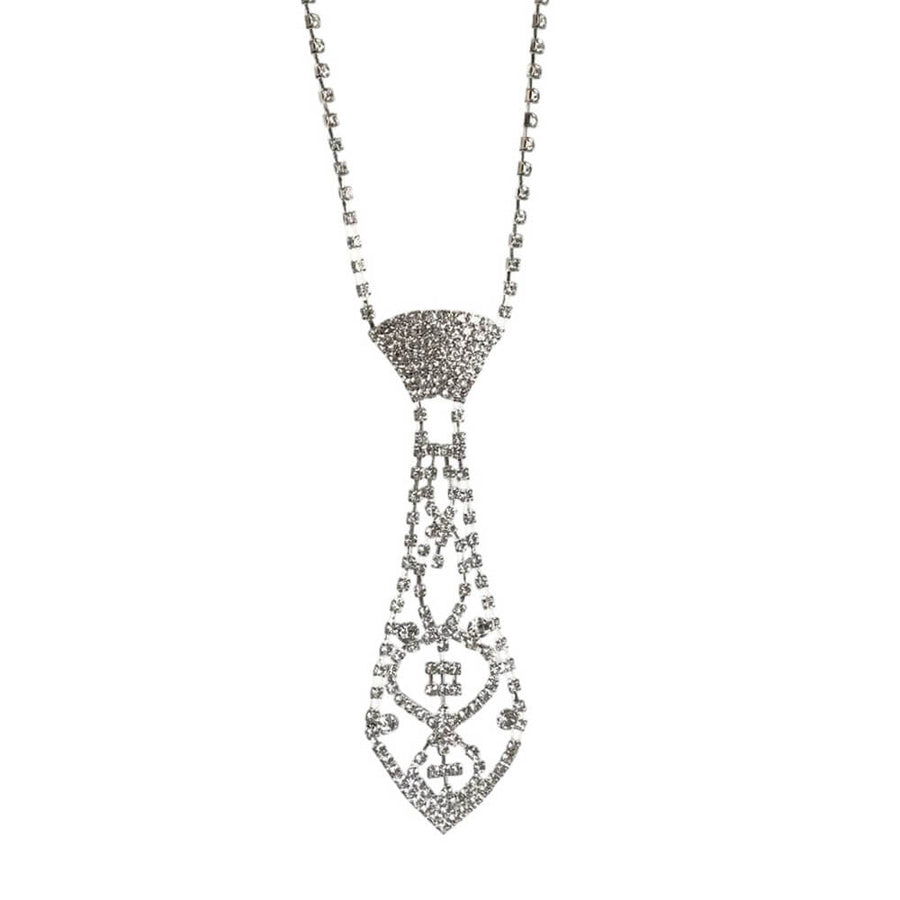 Boogzel Apparel Rhinestone Tie Shaped Necklace