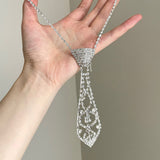 Boogzel Apparel Rhinestone Tie Shaped Necklace, view 2