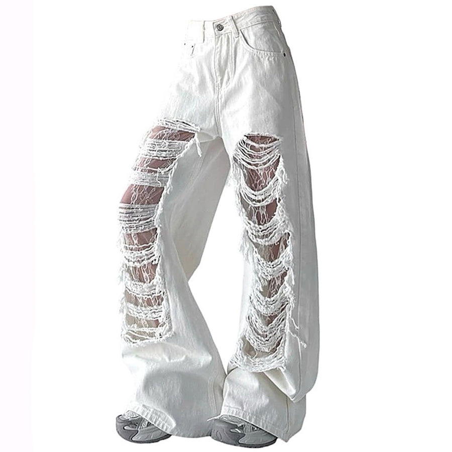 Boogzel Apparel Ripped Lace Baggy Jeans