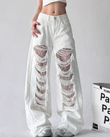 Boogzel Apparel Ripped Lace Baggy Jeans, view 3