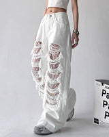 Boogzel Apparel Ripped Lace Baggy Jeans, view 5