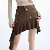 Boogzel Apparel Rock The Scene Asymmetric Leather Skirt, view 5