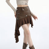 Boogzel Apparel Rock The Scene Asymmetric Leather Skirt, view 6