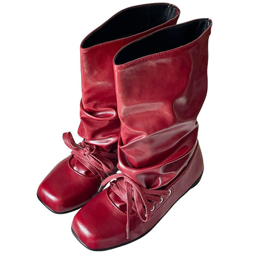 Boogzel Apparel Rogue Doll Lace-Up Slouch Boots