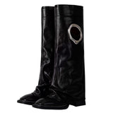 Boogzel Apparel Round Cutout High Shaft Boots, view 2