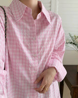 Boogzel Apparel Rue des Fleurs Pastel Plaid Loose Shirt, view 4