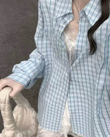 Boogzel Apparel Rue des Fleurs Pastel Plaid Loose Shirt, view 6