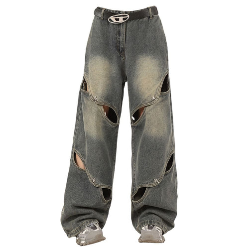 Boogzel Apparel Rule Breakers Cut-Out Baggy Jeans