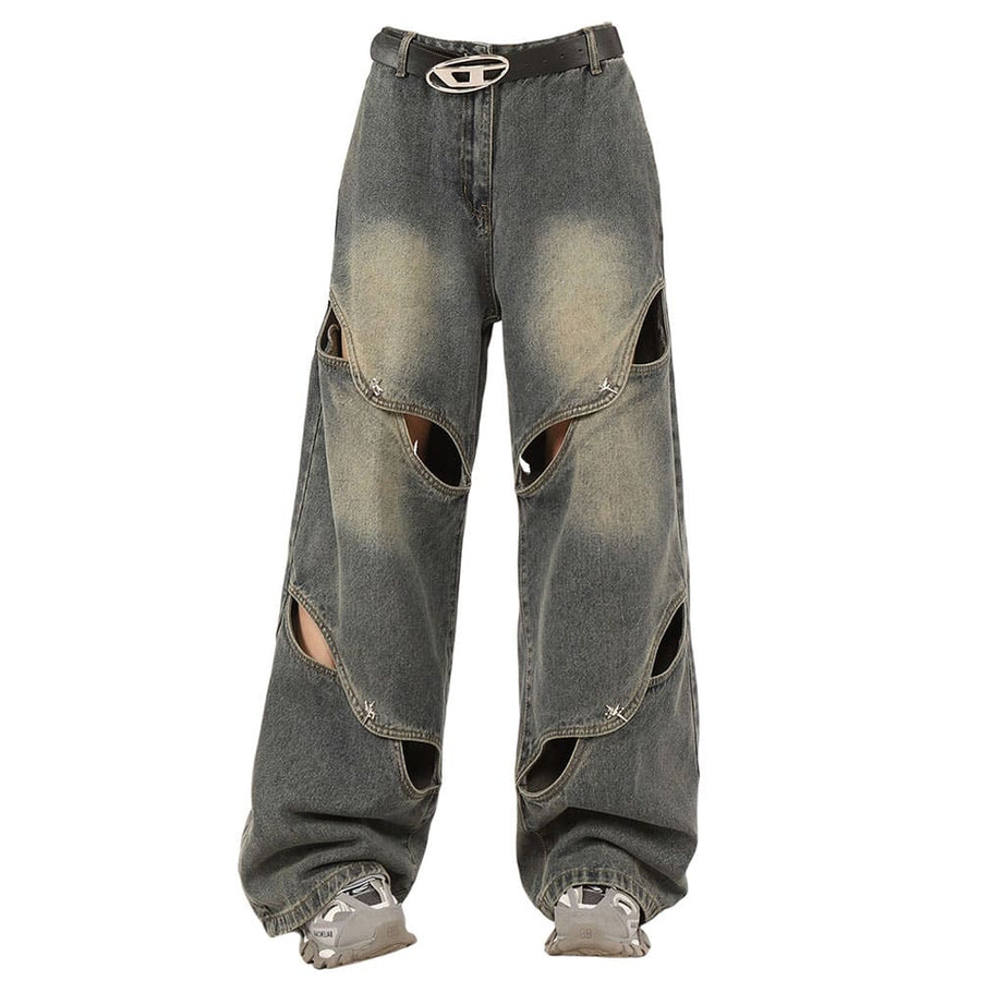 Boogzel Apparel Rule Breakers Cut-Out Baggy Jeans