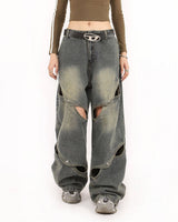 Boogzel Apparel Rule Breakers Cut-Out Baggy Jeans, view 2
