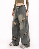 Boogzel Apparel Rule Breakers Cut-Out Baggy Jeans, view 3