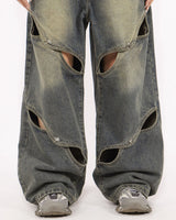 Boogzel Apparel Rule Breakers Cut-Out Baggy Jeans, view 5