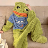 Boogzel Apparel Sad Frog Fleece Onesie Pajama, view 2