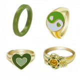 Boogzel Apparel Sage Green Aesthetic Ring Set, view 2