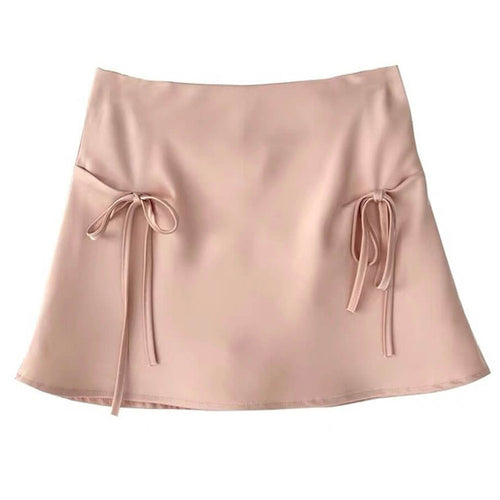 Boogzel Apparel Satin Mini Skirt with Bows