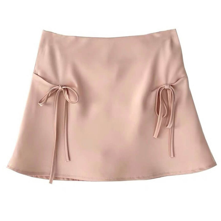 Boogzel Apparel Satin Mini Skirt with Bows