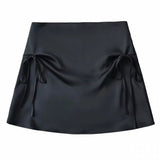 Boogzel Apparel Satin Mini Skirt with Bows, view 2