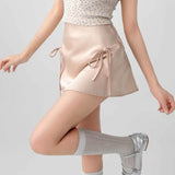 Boogzel Apparel Satin Mini Skirt with Bows, view 3