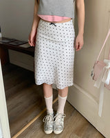 Boogzel Apparel Satin Polka Dot Midi Skirt, view 4