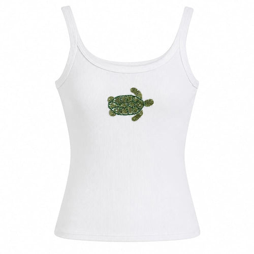 Boogzel Apparel Sea Turtle Beaded Patch Tank Top