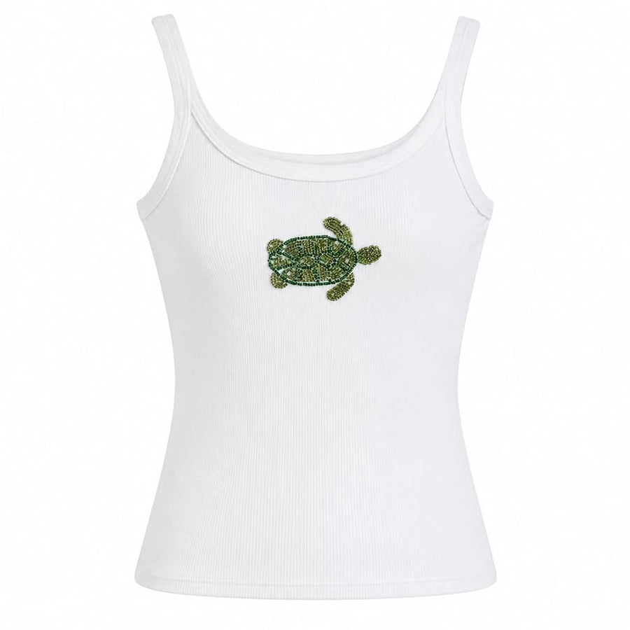 Boogzel Apparel Sea Turtle Beaded Patch Tank Top