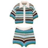 Boogzel Apparel Seaside Striped Crochet Top + Shorts Co-Ord, view 2