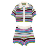Boogzel Apparel Seaside Striped Crochet Top + Shorts Co-Ord, view 3