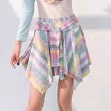 Boogzel Apparel Secret Crush Pastel Plaid Skirt, view 3