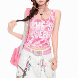 Boogzel Apparel She's Queen Pink Camo Tank Top, view 2