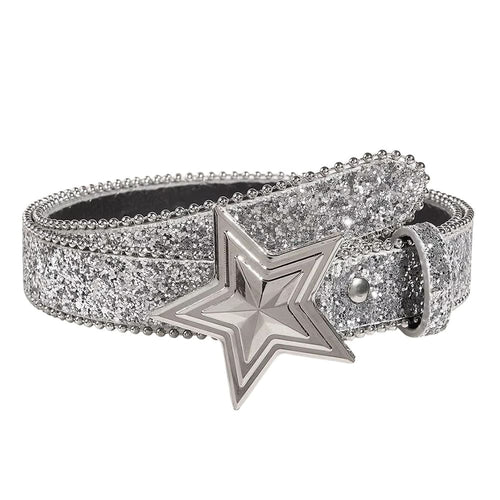 Boogzel Apparel Shining Star Buckle Sequin Belt