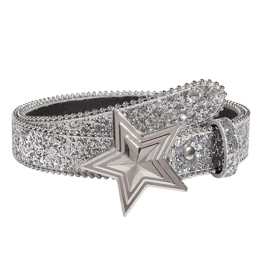 Boogzel Apparel Shining Star Buckle Sequin Belt