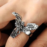 Boogzel Apparel Silver Angel Ring, view 3