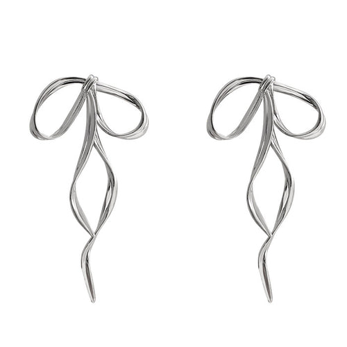 Boogzel Apparel Silver Bow Earrings