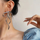 Boogzel Apparel Silver Bow Earrings, view 2