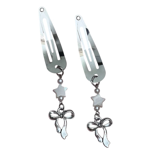 Boogzel Apparel Silver Hair Clip with Ribbon Charms
