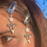 Boogzel Apparel Silver Hair Clip with Ribbon Charms, view 4