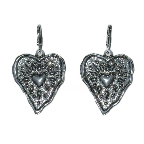 Boogzel Apparel Silver Heart Coin Earrings