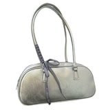 Boogzel Apparel Silver Shoulder Bag with Gingham Bow, view 5