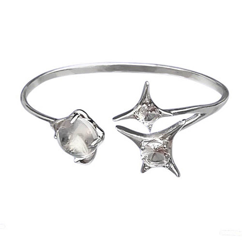 Boogzel Apparel Silver Star and Crystal Open Bracelet