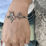 Boogzel Apparel Silver Star and Crystal Open Bracelet, view 3