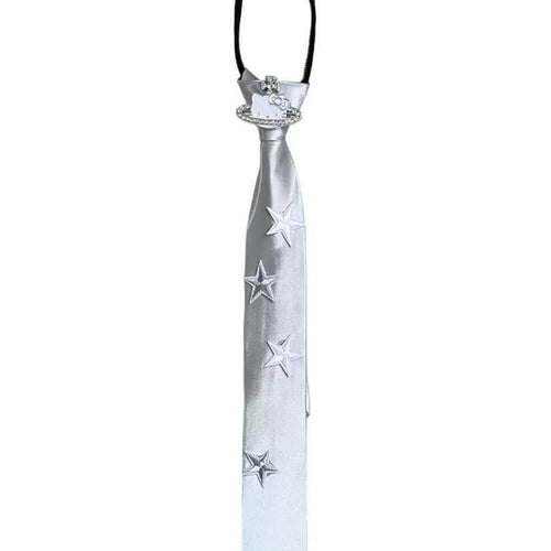 Boogzel Apparel Silver Star Satin Tie