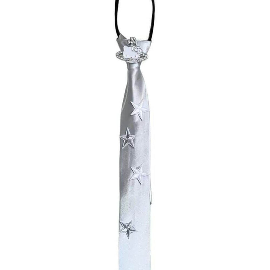 Boogzel Apparel Silver Star Satin Tie