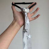 Boogzel Apparel Silver Star Satin Tie, view 4