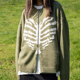 Boogzel Apparel Skeleton Print Zip Up Sweater, view 3