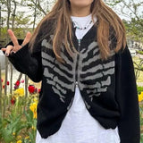 Boogzel Apparel Skeleton Print Zip Up Sweater, view 4