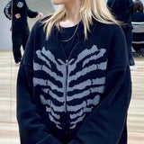 Boogzel Apparel Skeleton Print Zip Up Sweater, view 5