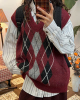 Boogzel Apparel Skipping Class Argyle Vest, view 2