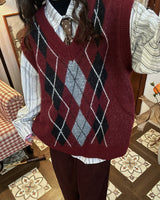 Boogzel Apparel Skipping Class Argyle Vest, view 3