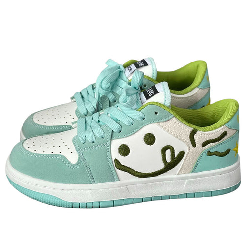 Boogzel Apparel Smiling Face Embroidery Mint Green Sneakers