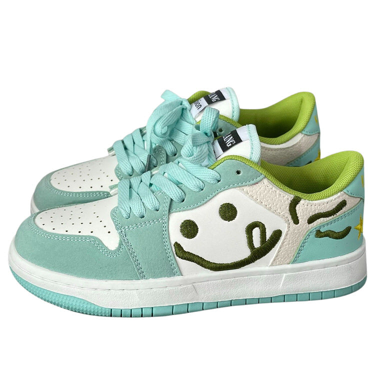 Boogzel Apparel Smiling Face Embroidery Mint Green Sneakers